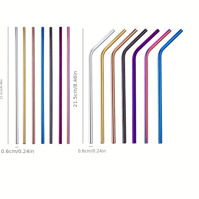 Stainless Steel Reusable Straws, Rainbow Titanium