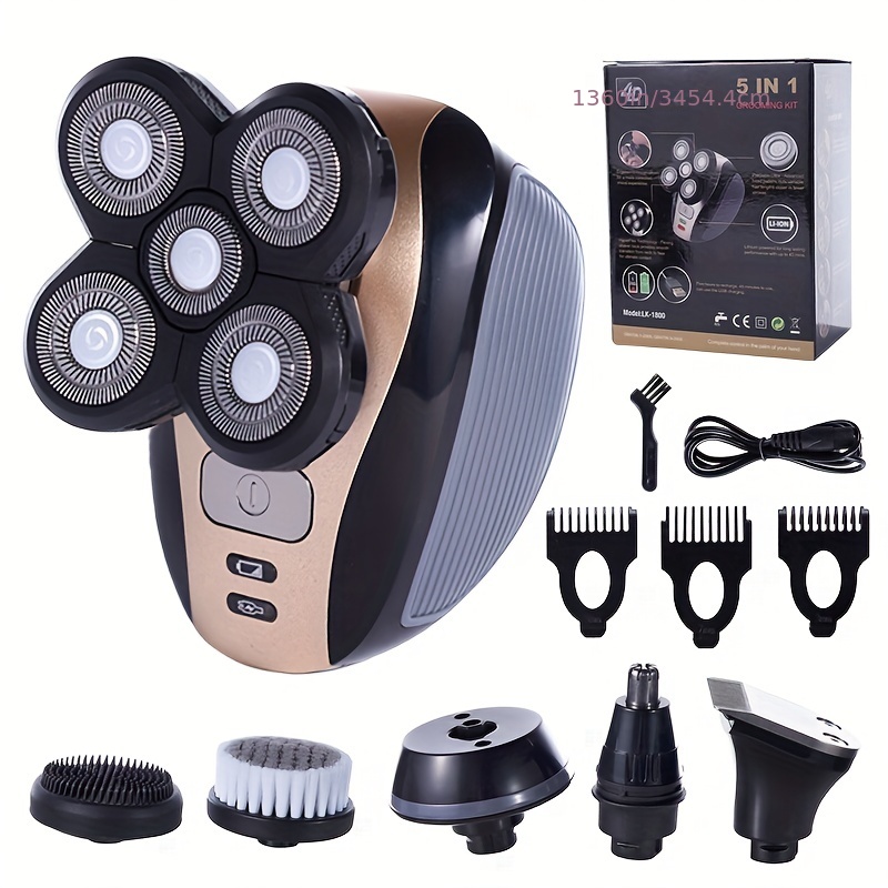 5 In 1 Electric Shaver For Men - Hair Clipper Trimmer Floating 5 Blade Heads Shaving Machine