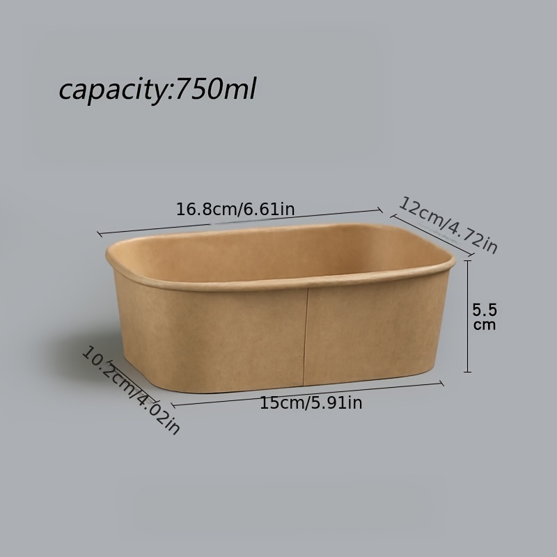 Kraft Brown Food Boxes With Lids And Spoons, Disposable Kraft