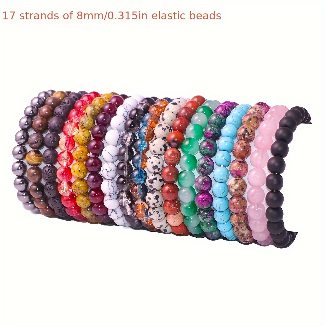 

de 17 Bracelets en Perles de Pierre Naturelle Artisanales de 8mm - Polyvalents & Élégants, Parfaits Tenues Décontractées ou Spéciales