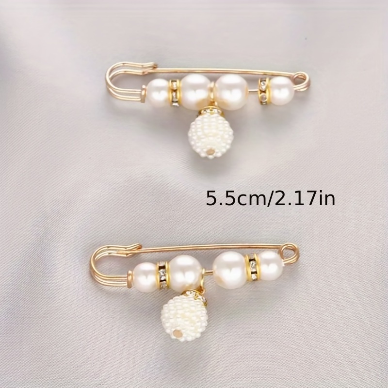 10 Pcs Artificial Pearls Brooch, Sweater Shawl Clips Set, Safety Pins  Brooch, Crystal Shawl Clips for Women Girls Costume Accessory