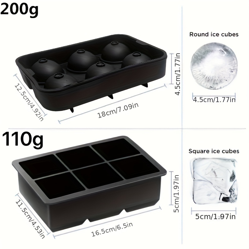 1Pc Silicone Ice Tray Large Ice Ball Cube Mold 6 Hole Square Ice