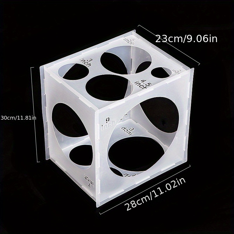 11 Holes Collapsible Plastic Balloon Sizer Box Cube, Balloon Size