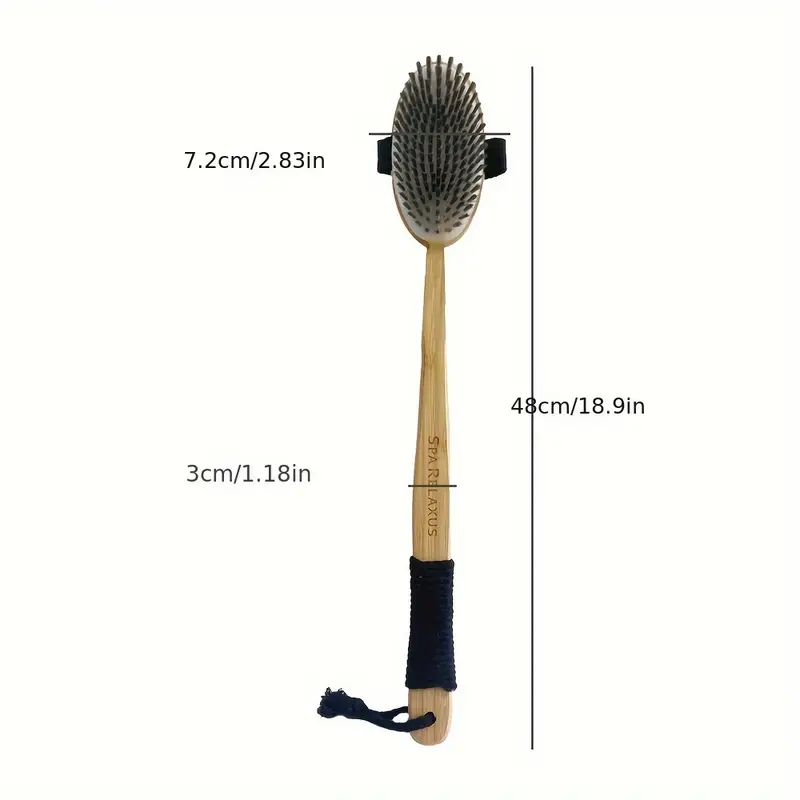 1 extra long curved handle lotus wood bristle round bath cleaning brush with lanyard design lazy family bathing magic Product details 8