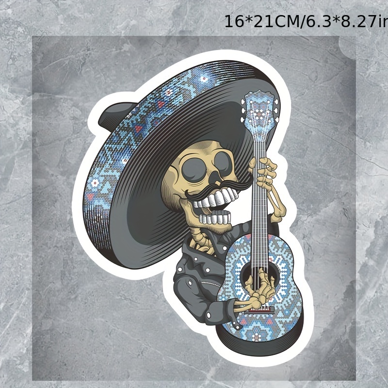 Sticker Rockabilly Skull Guitare