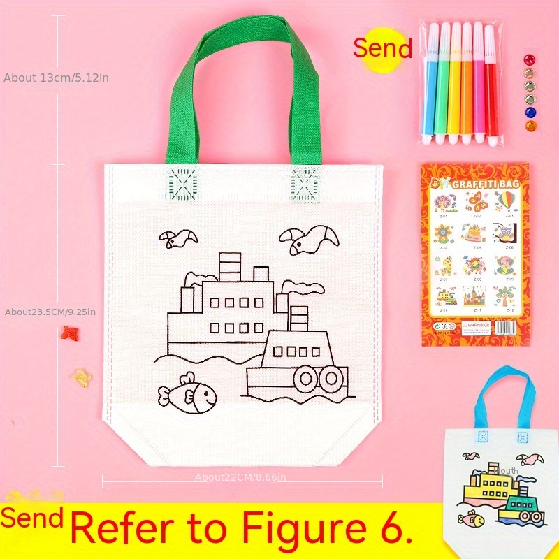 Creative Non-woven Graffiti Bag, Diy Painting Tote Bag, Lightweight Handbag,  Children's Day Gift - Temu