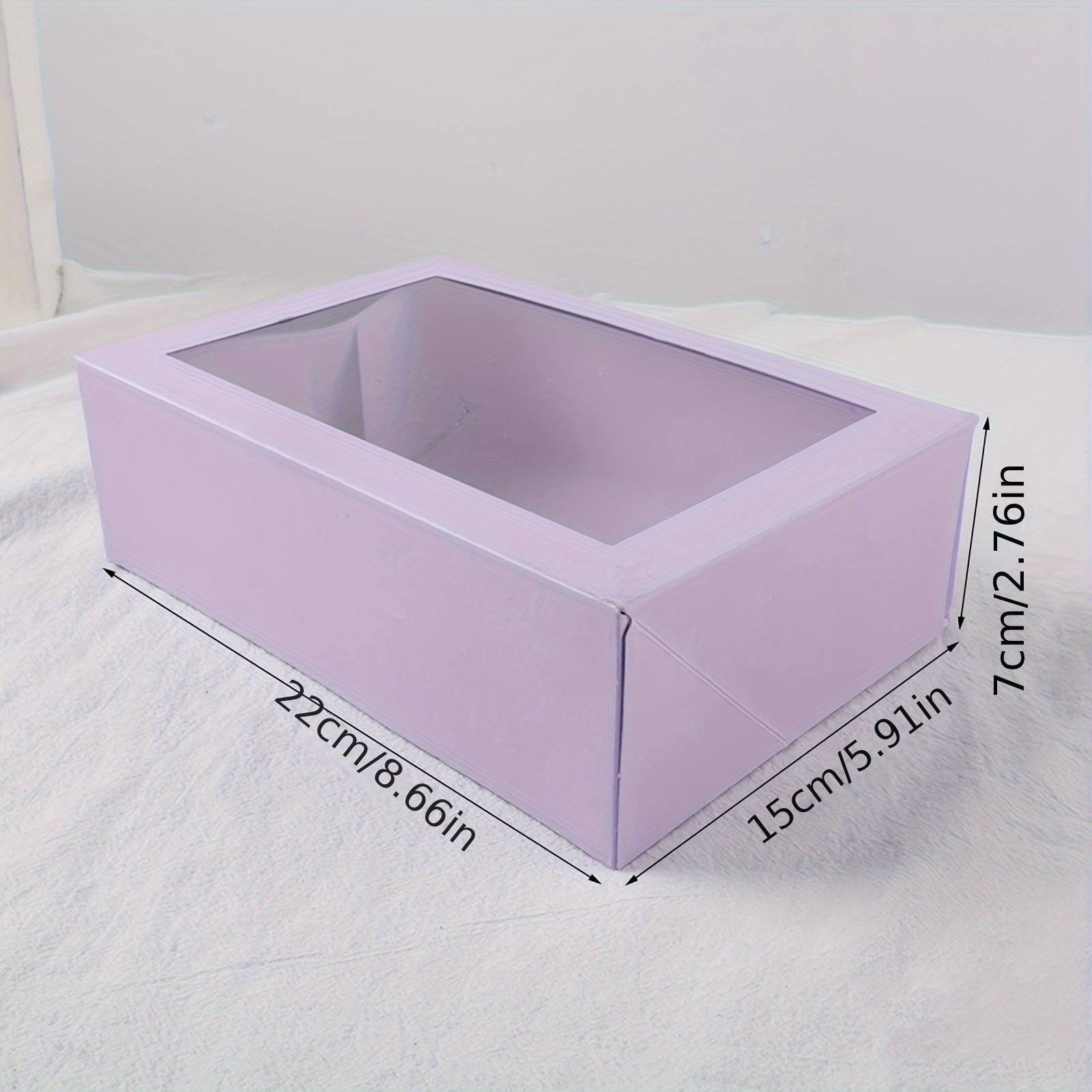 TEMU Lot de 6 boîtes cadeaux pliantes couleur lilas (lavande) avec fenêtre de visualisation - Assemblage colle, boîte ouverte et pliante pour