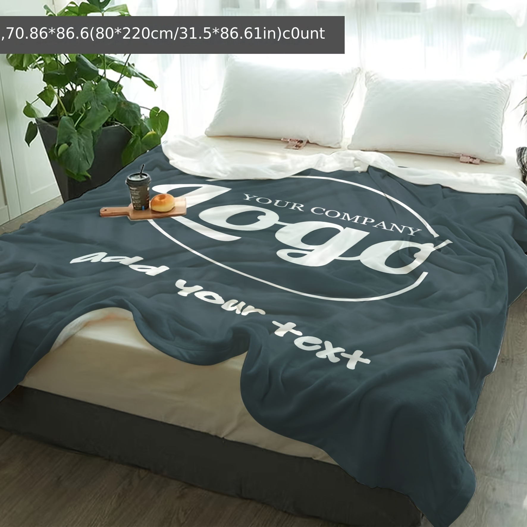 TEMU Custom Logo And Text Blankets, And Comfortable, , Suitable For , Ideal For Office, Home, Living Room Decor, Travel, Camping, And Holiday