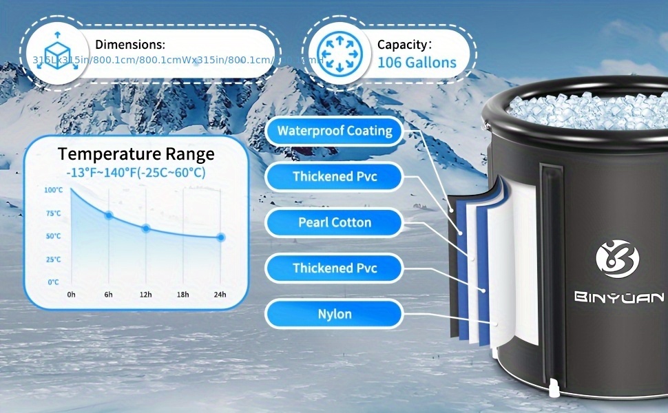 BNYUAN XL Portable Ice Bath Tub Setup