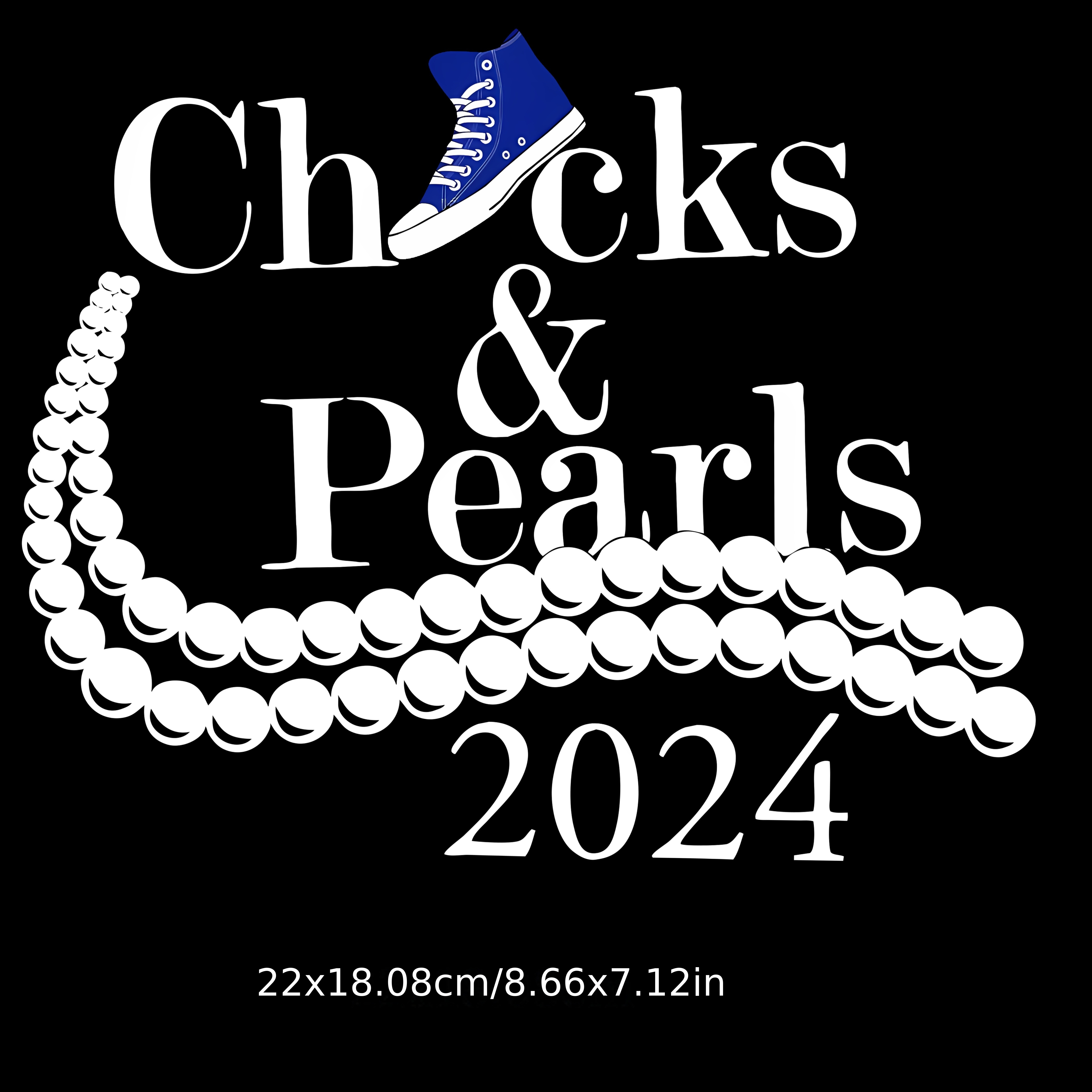 

Chucks And Pearls Heat Transfer Vinyl Decal - Mixed Color Iron-on Patch For T-shirts & Hoodies, Diy Fashion Accessory, Durable & Easy To Apply, 1pc