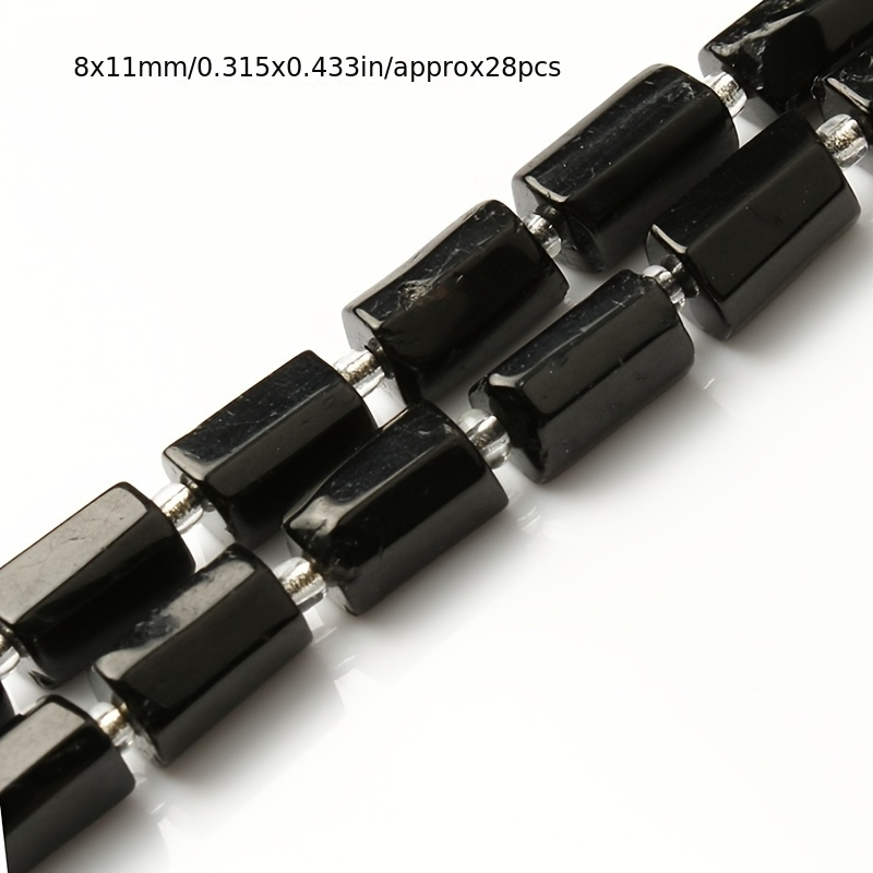 TEMU Black Cylindrical Beads - Assorted Shapes For Jewelry Making, Suitable For Bracelets, Necklaces, Earrings - 15-inch 8x11mm/ 28pcs