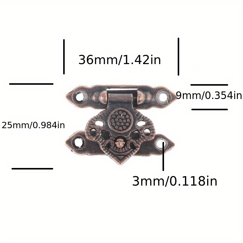4pcs Antique Decorative Hinges Bronze Printing Zinc Alloy Hinge Jewelry Box  Hardware for Furniture Vintage Wooden Cases Cabinets Gift Boxes Toolbox