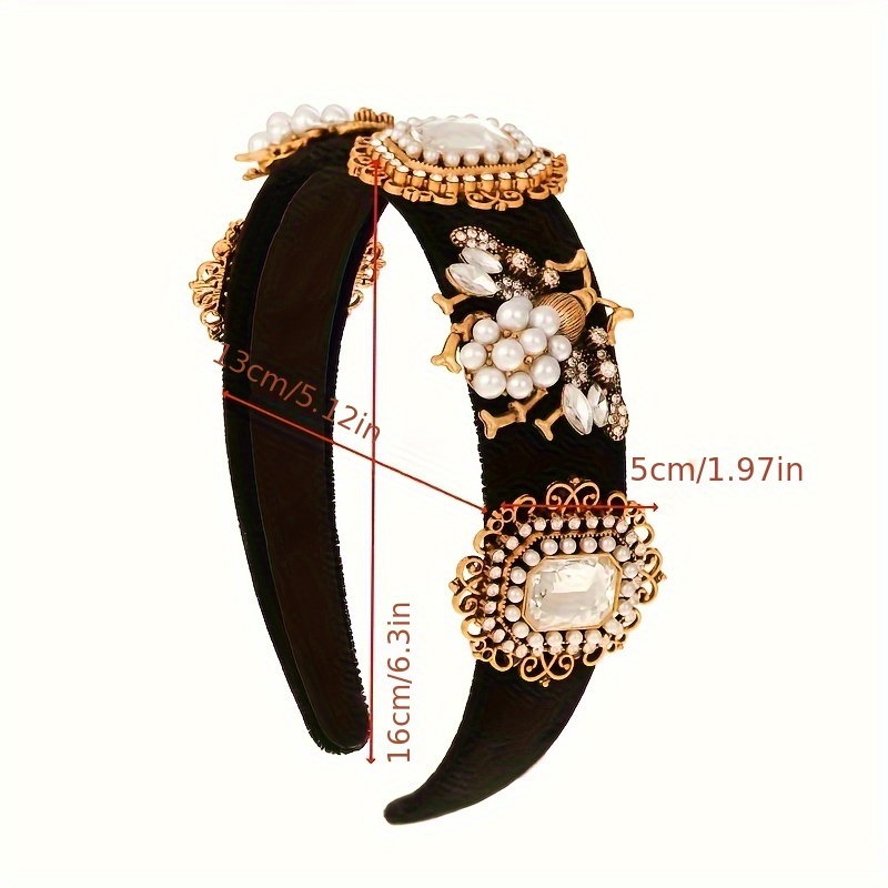 Black Headband with Gold Bee Accent Accessories | Elegant Narrow Black Headband With Gold Bee  main image 4