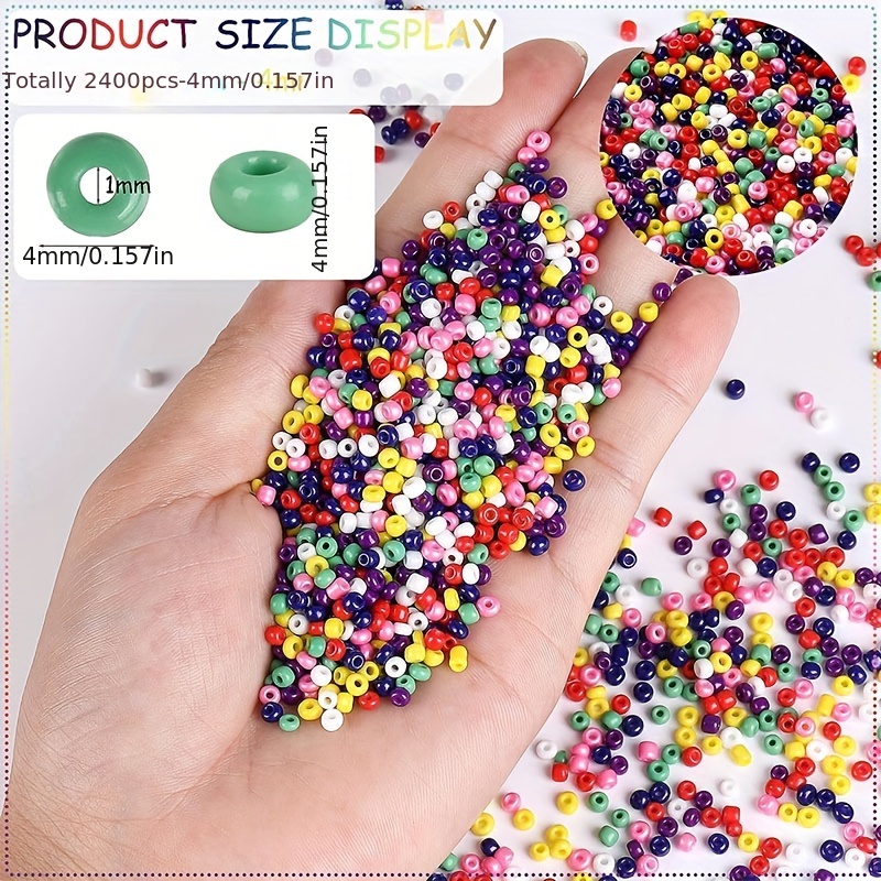 4mm Beads for Jewelry Making, 6/0 Seed Bracelet Beads Pony Beads Bulk, 1000  Pcs Craft Beads with Holes for DIY Bracelet Earring Necklace Craft