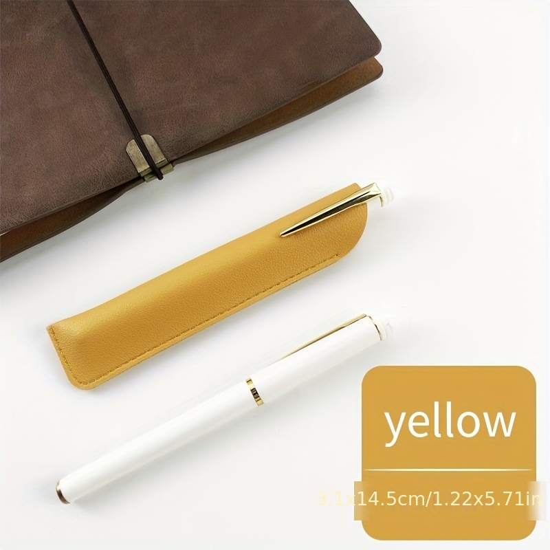Solid Color Notebook Pen Cover Pen Holder Pu Single Storage - Temu