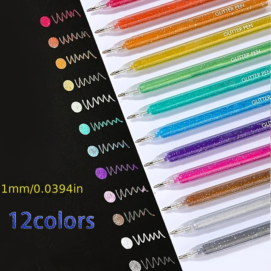 

12pcs Gel Pen Set Metallic Glitter Gel Pens For School Office Adult Coloring Book Journals Drawing Doodling Art Markers Promotion Pen