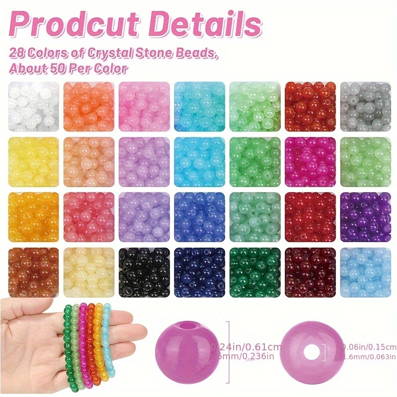 TEMU About 1400pcs 6mm Glass Round Beads, Diy Jewelry Making Accessories