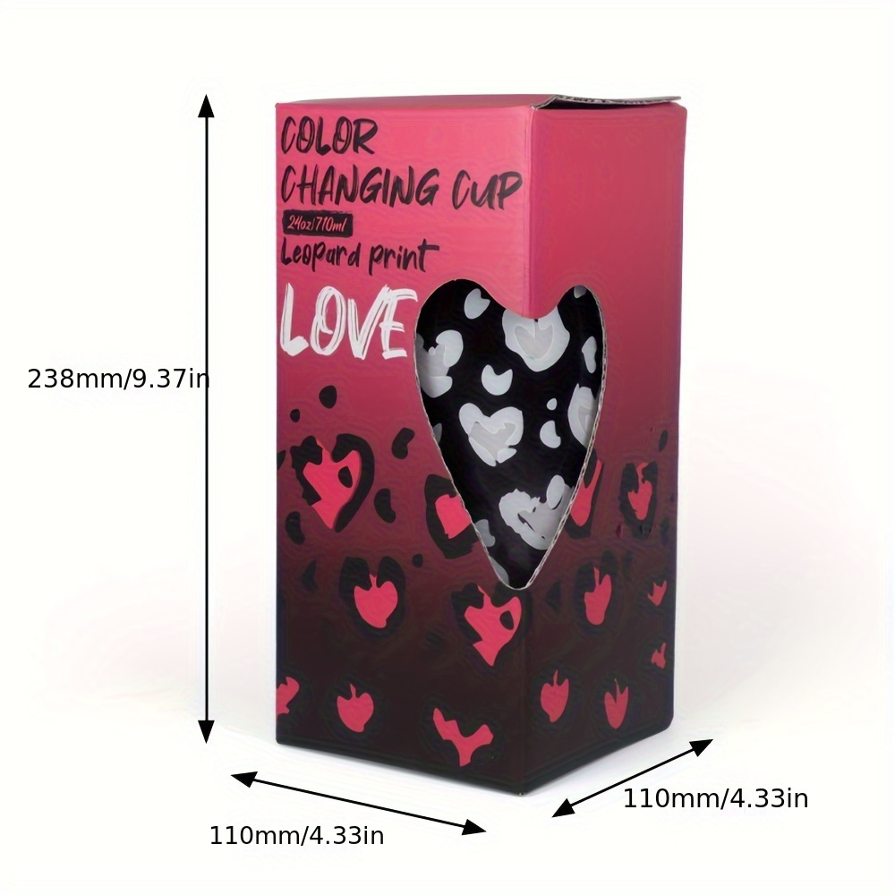 Leopard Print Love Color Changing Straw Cups Valentine's Day - Temu