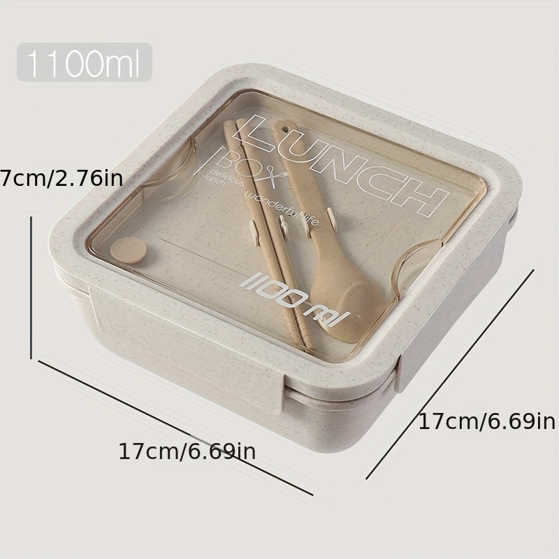 1pc Bento Box Adult Lunch Box 1100ml With Fork And Spoon Ideal