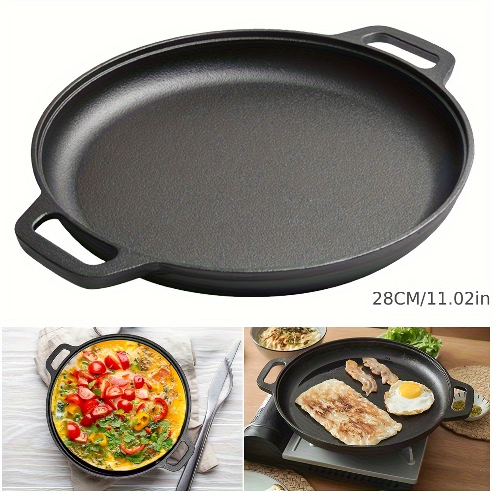 1 2pcs 28cm     with dual handle pre   frying pan for stove oven grill campfire nonstick   cookware black