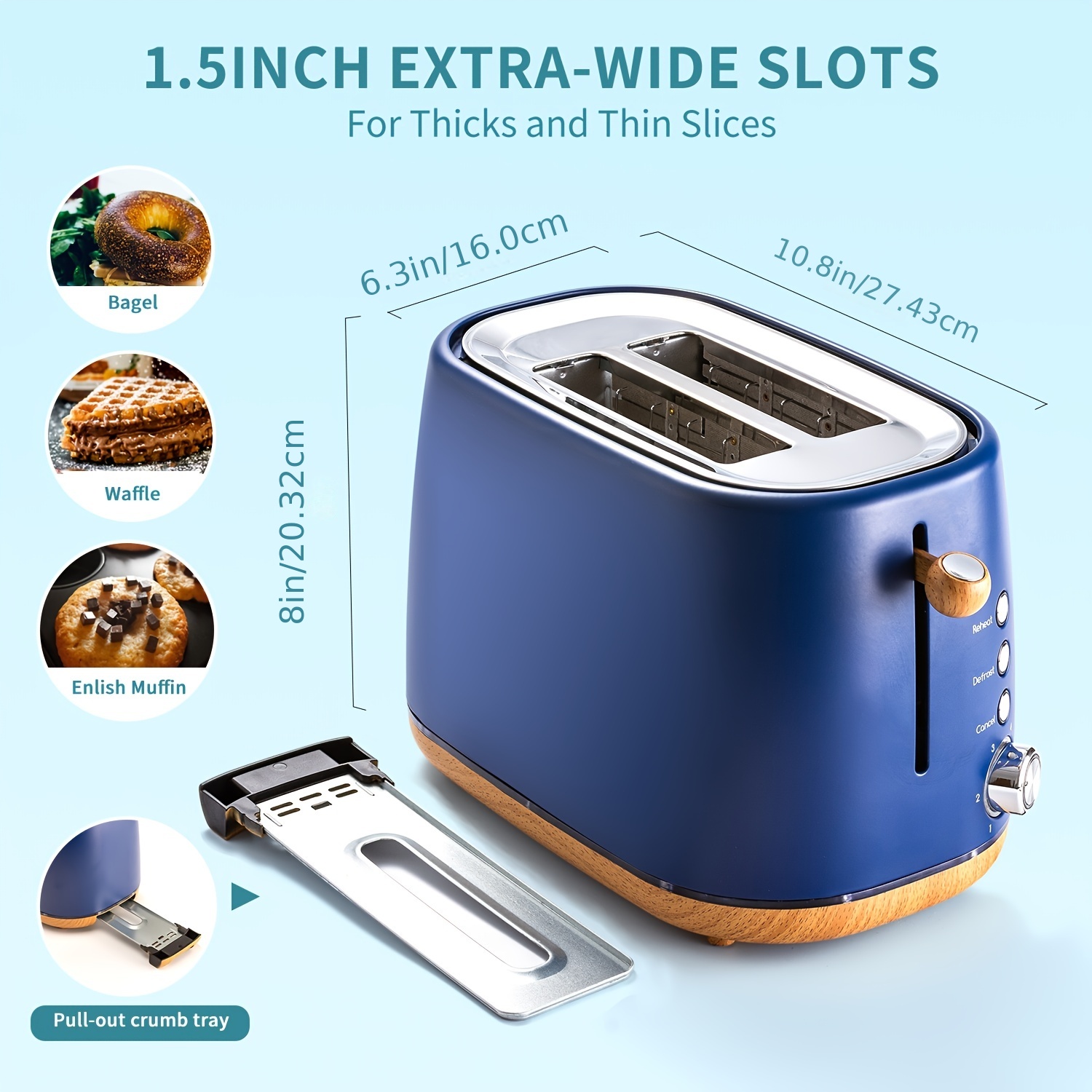 Toaster, 6 Toast Settings Cancel Function, Slide Out Crumb Tray, Extra Wide  (about ) Slot, For Bagel Waffle Characteristic Bread, Puff Pastry, Snacks -  Temu