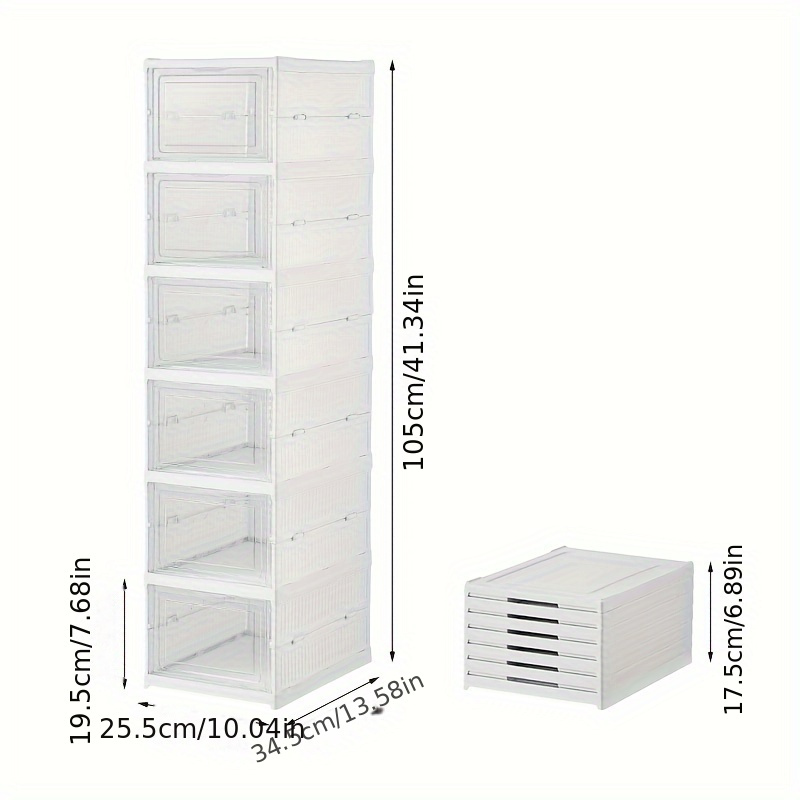 6 layer modern foldable shoe rack free standing stackable dust proof plastic storage organizer with lid for entryway and closet details 8