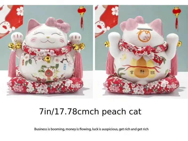 1 pieza para atraer y , flores de floreciendo, con gatos de cerámica de rosa de 7 pulgadas para atraer , adornos de matrimonio, latas de , regalos de san valentín, regalos de para detalles 7