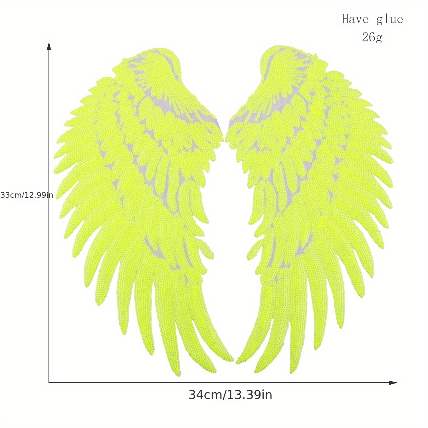 DIY craft applique Large Angel Wings Sequin Patches Iron on Sew on