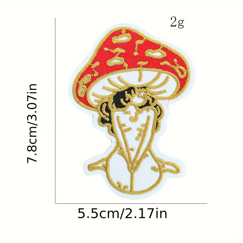 2pcs Cute Wind Cartoon Decal Beauty Mushroom Embroidery Cloth Patches For Men, Suitable For Denim Clothes Pants Bag Decoration