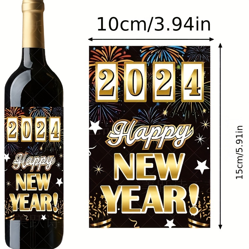2024 New Year's Day Party Decoration Red Wine Bottle Sticker - Temu