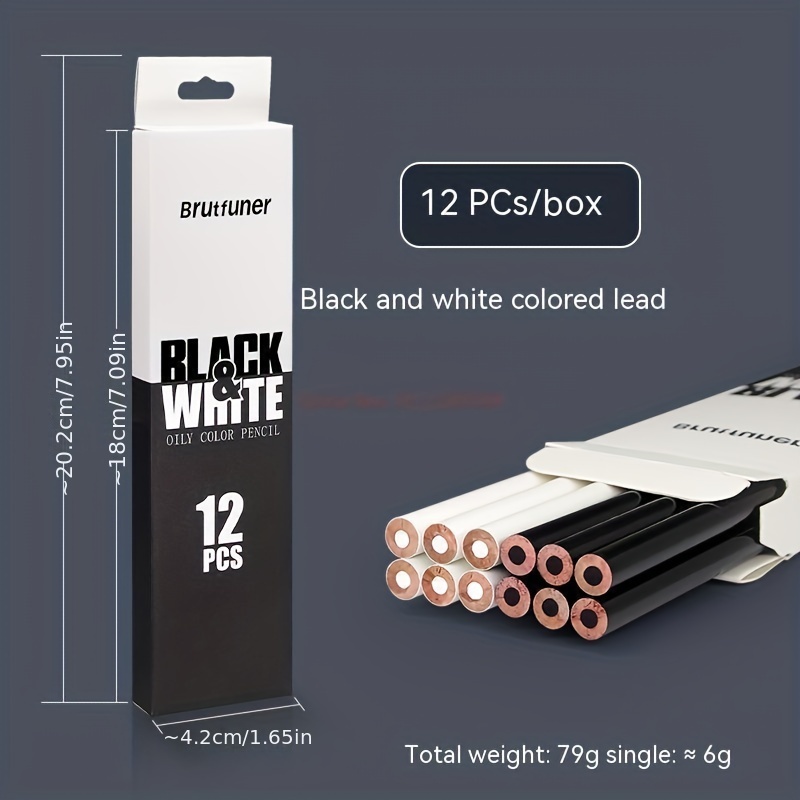 Black White Color Pencils permanent Color Drawing Pencil Oil - Temu