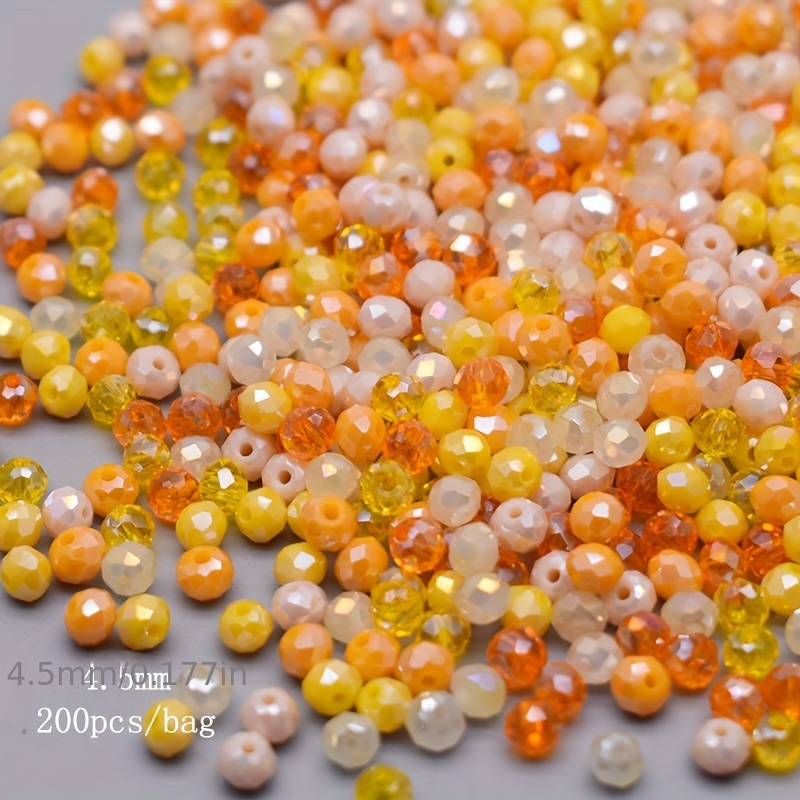 TEMU 200pz Perline di Vetro Sfaccettate da 4mm - Perline Spaziatrici Sfuse per Creazione di Gioielli Fai-da-te, Collane & Accessori da Polso, Kit di