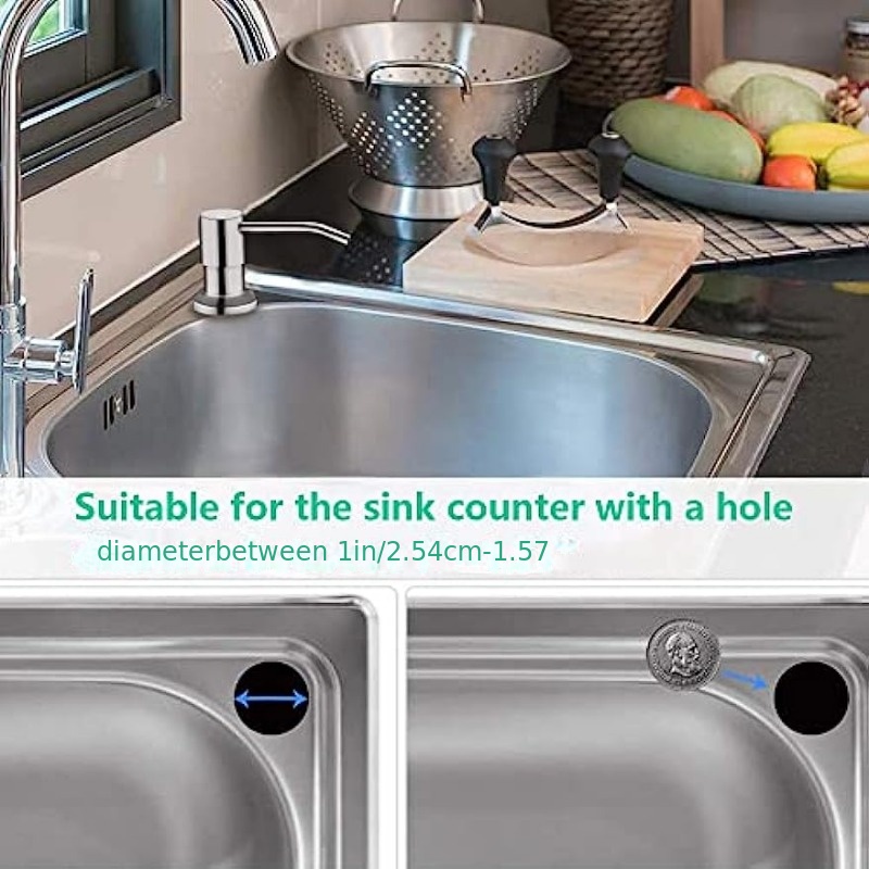 Stain Steel Long Tube Soap Dispenser Dishwashing Liquid Kitchen Sink Mounted
