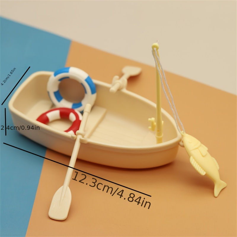 Wooden Boat Fishing Boat Set Toy Fishing Swimming Circle - Temu