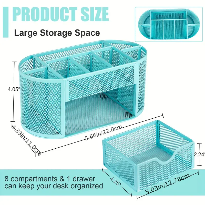 8 compartment Desk Caddy With Drawer: The Perfect Mesh - Temu