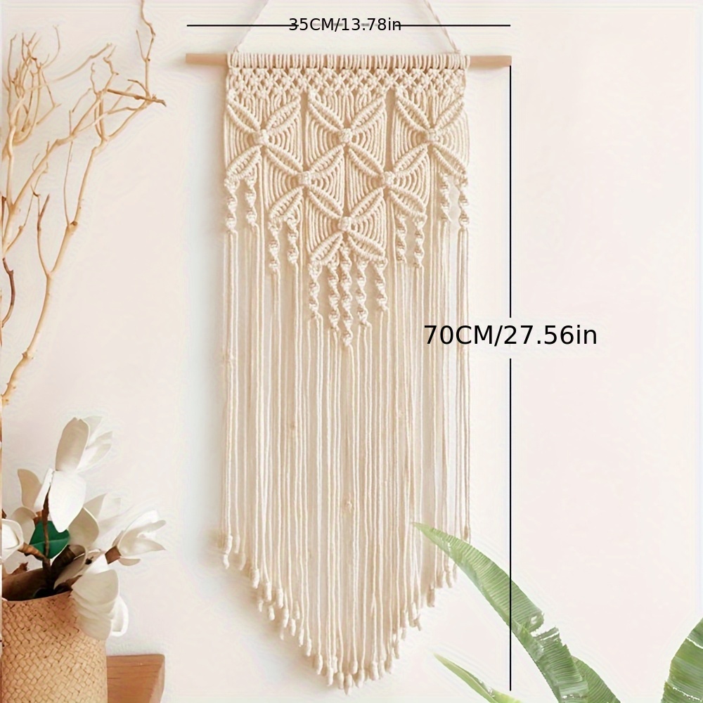 E-shop 1 Stück Bohemian Makramee Wandbehang - Handgewebte Spitze & Quasten-Dekor, 100% Acryl Horizontale Innenwandkunst für Wohnzimmer, Schlafzimmer,