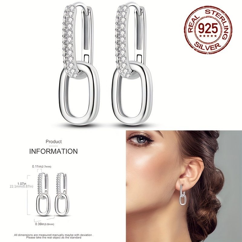 

Elegant Simple Hoop Earrings For Women Synthetic July Birthstone, 925 Sterling Silver Plated Double Hoop Earrings With Synthetic Gems, 925 Silver Ear Needle, Gift For Engagement & Wedding - Pair (4g)