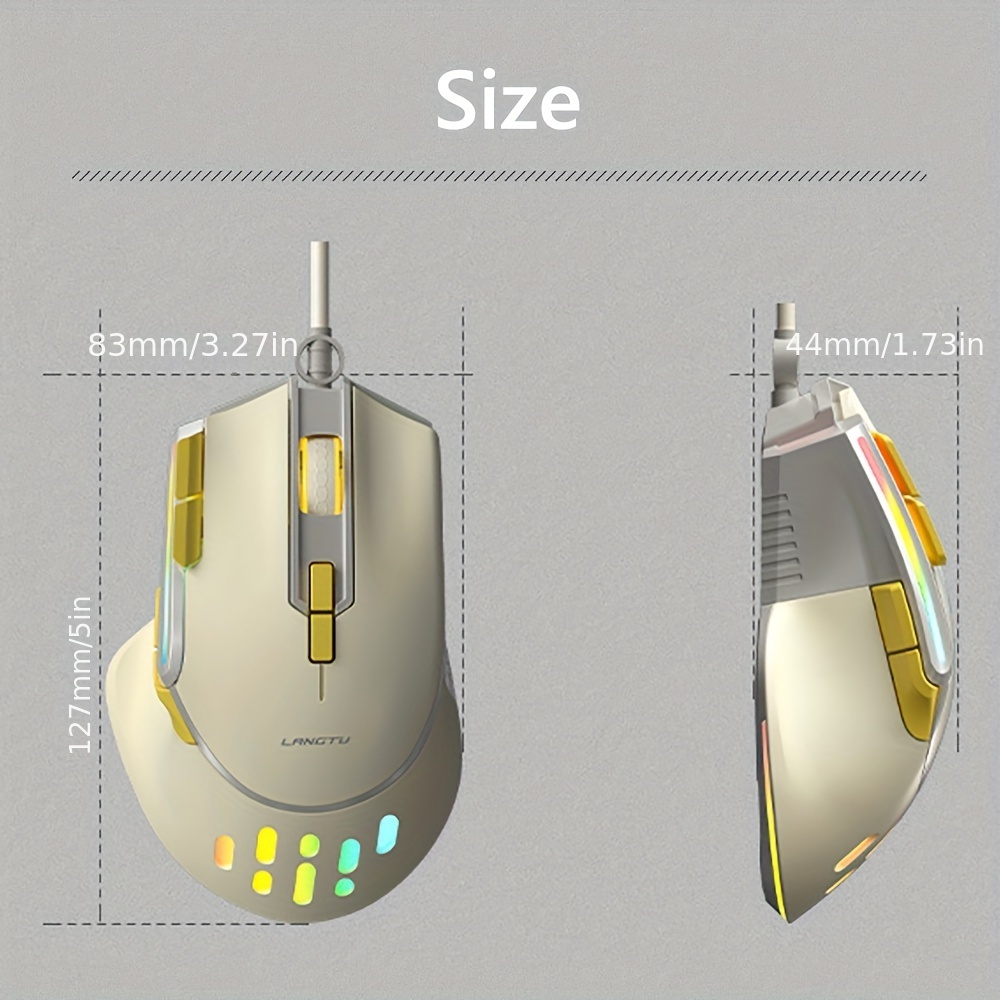 Ronyme Souris de Jeu Filaire USB jusqu'à 12800 DPI 10 Boutons programmables  Souris d'ordinateur USB Rétroéclairage RVB Souris DPI réglables pour :  : Informatique