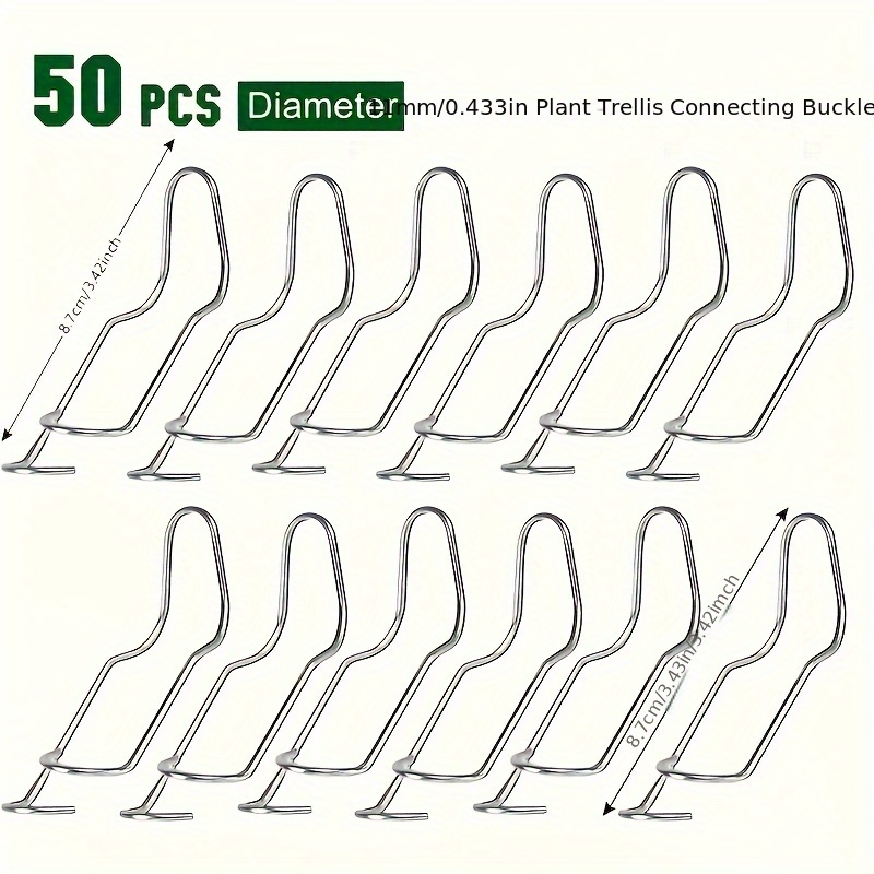 Image of 50 Plant Stand Connecting Clips, Garden Stake Clips For Bamboo Poles, Very Suitable For Bonsai And Climbing Plants. Design Ensures Between Vines And Garden Grids (11mm).