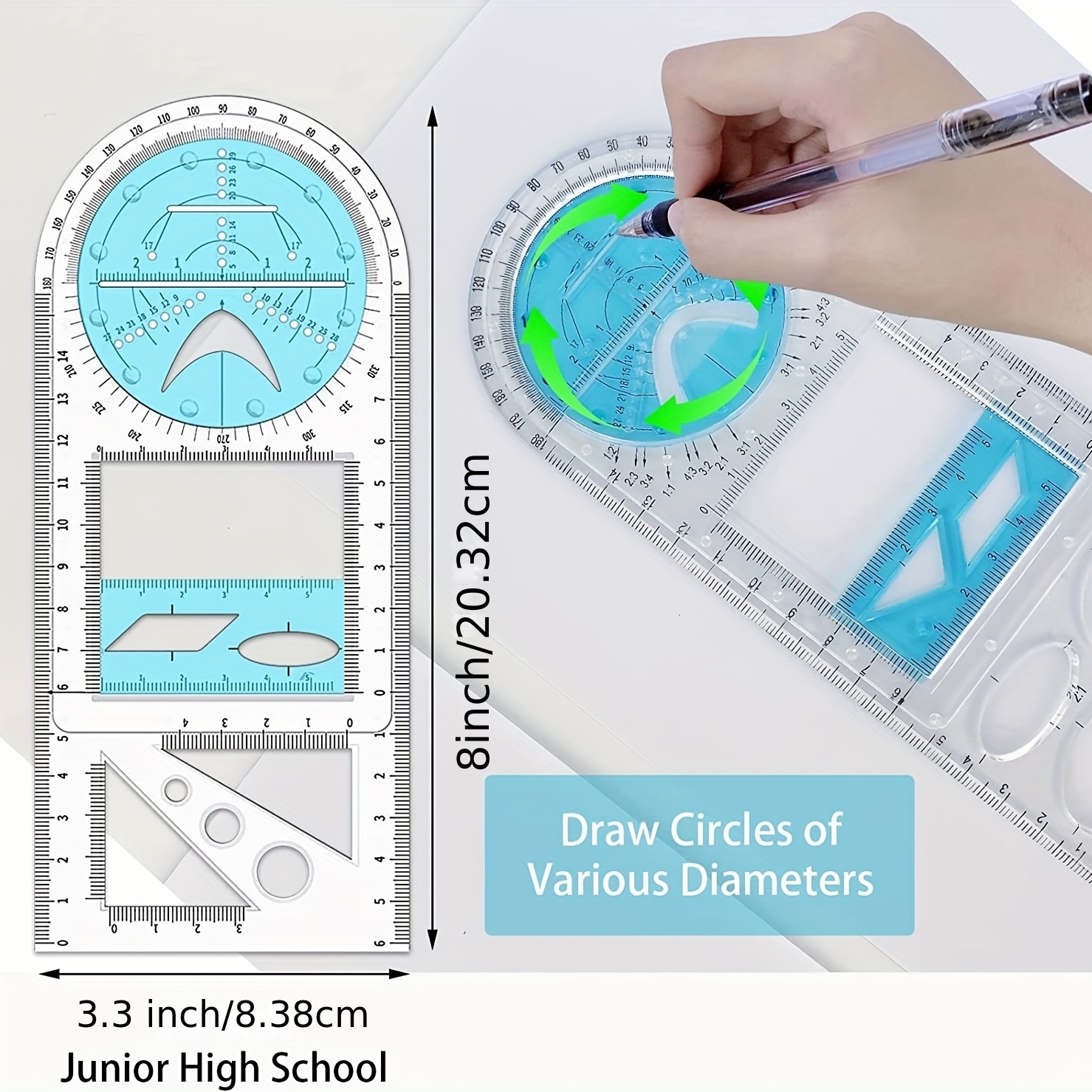 Multifunctional Geometric Ruler Geometric Drawing Template - Temu