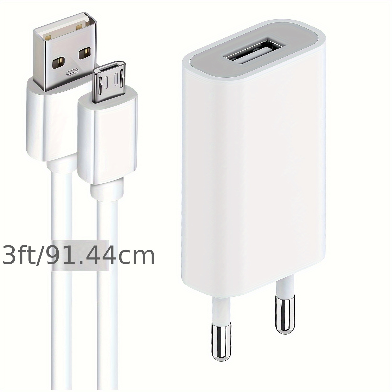 

1/2/3 Sets Eu Wall Mount Plug Charging Adapter, Micro Charging Cable 1m, Mobile Phone 5w 1a Charger, With Connecting Cable For Notebook 4 5,tab S2, Fire 7,lg K8 K30