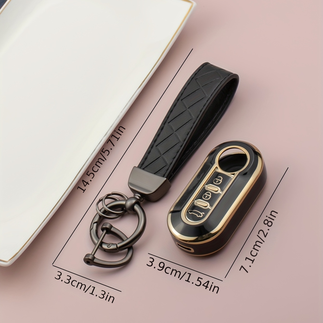 3pcs For Fiat Tpu Material Soft Shell Car Key Protection Case With Key  Bag+leather Keychain And Screwdriver, Suitable For Fiat Smart Three-button  Car Key, Unisex Keyring