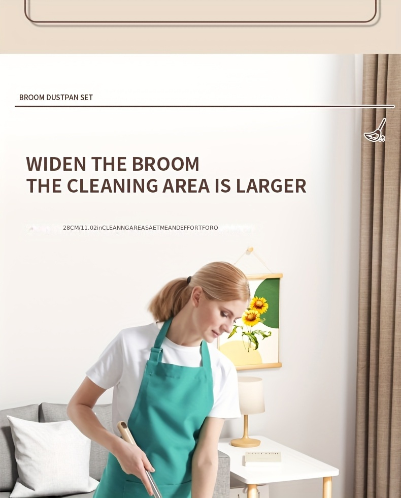 1 set broom and dustpan set combination thickened rotatable folding stainless steel rod durable   broom plastic non stick hair thickened design suitable for pet hair removal bedroom living room courtyard cleaning supplies Product details 4
