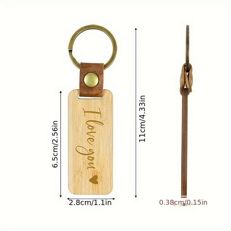 Bamboo Keychain I LOVE YOU Keyring