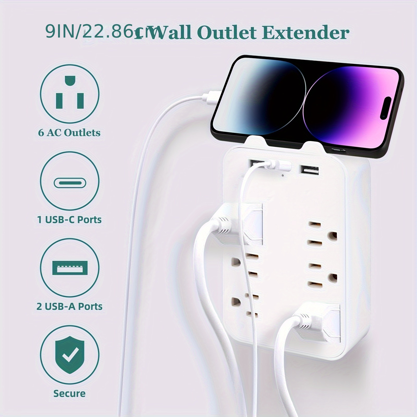 Extensor Enchufe Pared Usb Protector Sobretensiones 6 - Temu