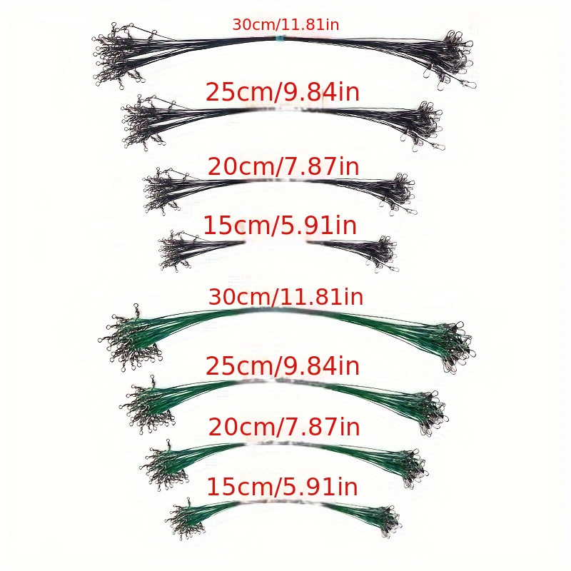100pcs Stainless Steel Wire Leader Fishing Line Leaders With Snap Swivel 10-30cm