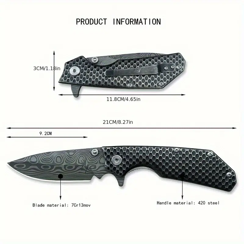 1pc smf pocket folding knife 7cr13mov drop point blade stainless steel handles with clip outdoor camping hunting edc tools details 0