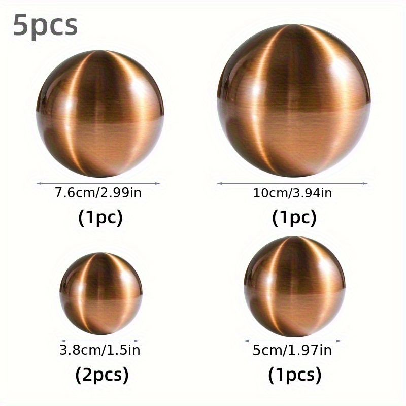 TEMU 5pcs Stainless Steel Brushed Rose Golden Spheres - Hollow Decor Suitable For Scandinavian Modern /outdoor Tabletop Decorations, Holiday &