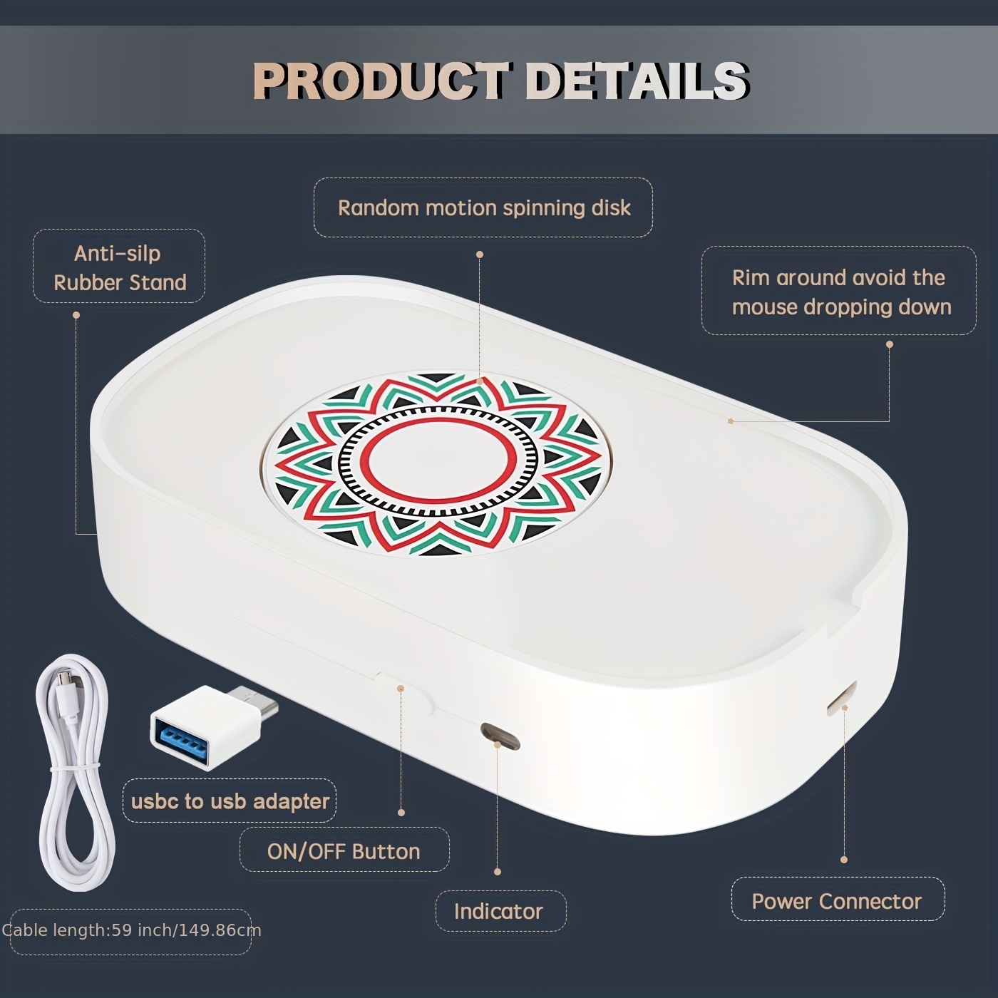 Undetectable Mouse Jiggler with Power Adapter and ON/Off Switch Mouse Mover  Simulator Driver-Free Mouse Movement Simulation for Computer Awakening 