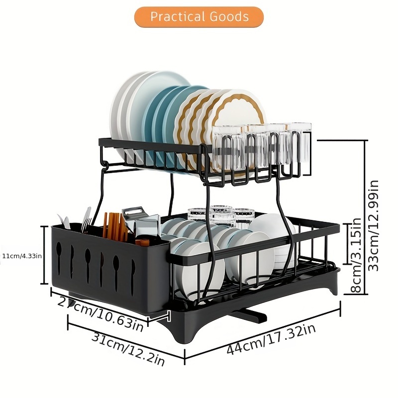 Escurreplatos Negro de Dos Niveles — Multiplast